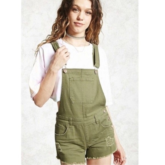 forever 21 green overalls